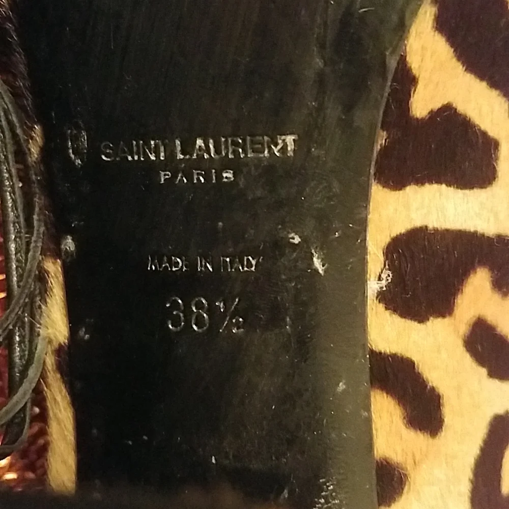 Saint Laurent Babies 90mm strappy sandal heels w pony hair size 38.5 - Picture 6 of 10